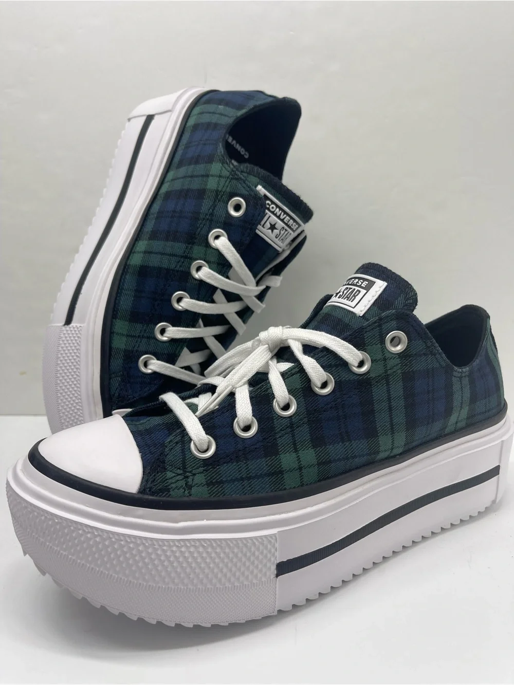 Converse WMNS CTAS Lift Double Stack Ox Navy Black Branch Out Platform Sneakers